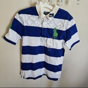 Ralph Lauren Blue and White Striped Polo Shirt. Size 14-16 Boys